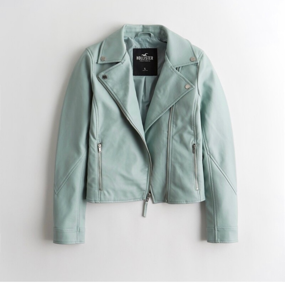 Womens Mint Hollister Faux Leather Jacket